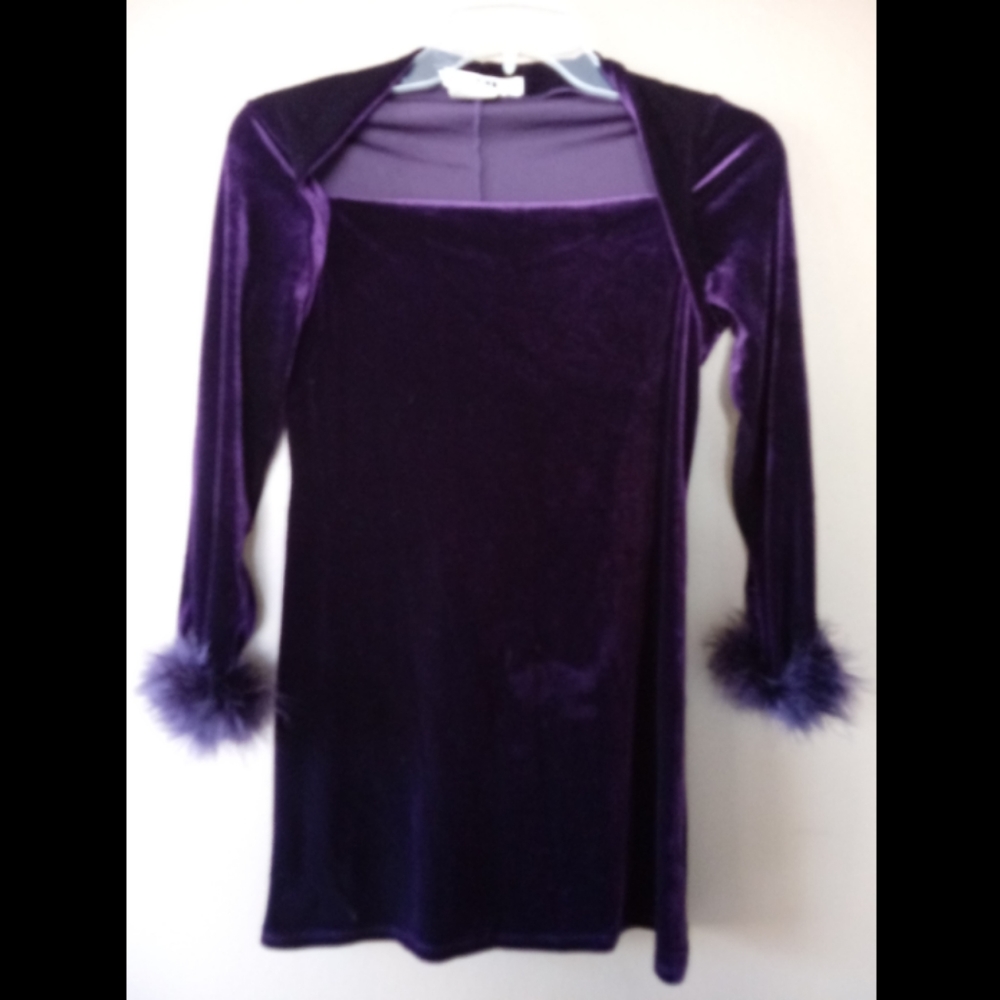 Girls Purple Velvet Dress